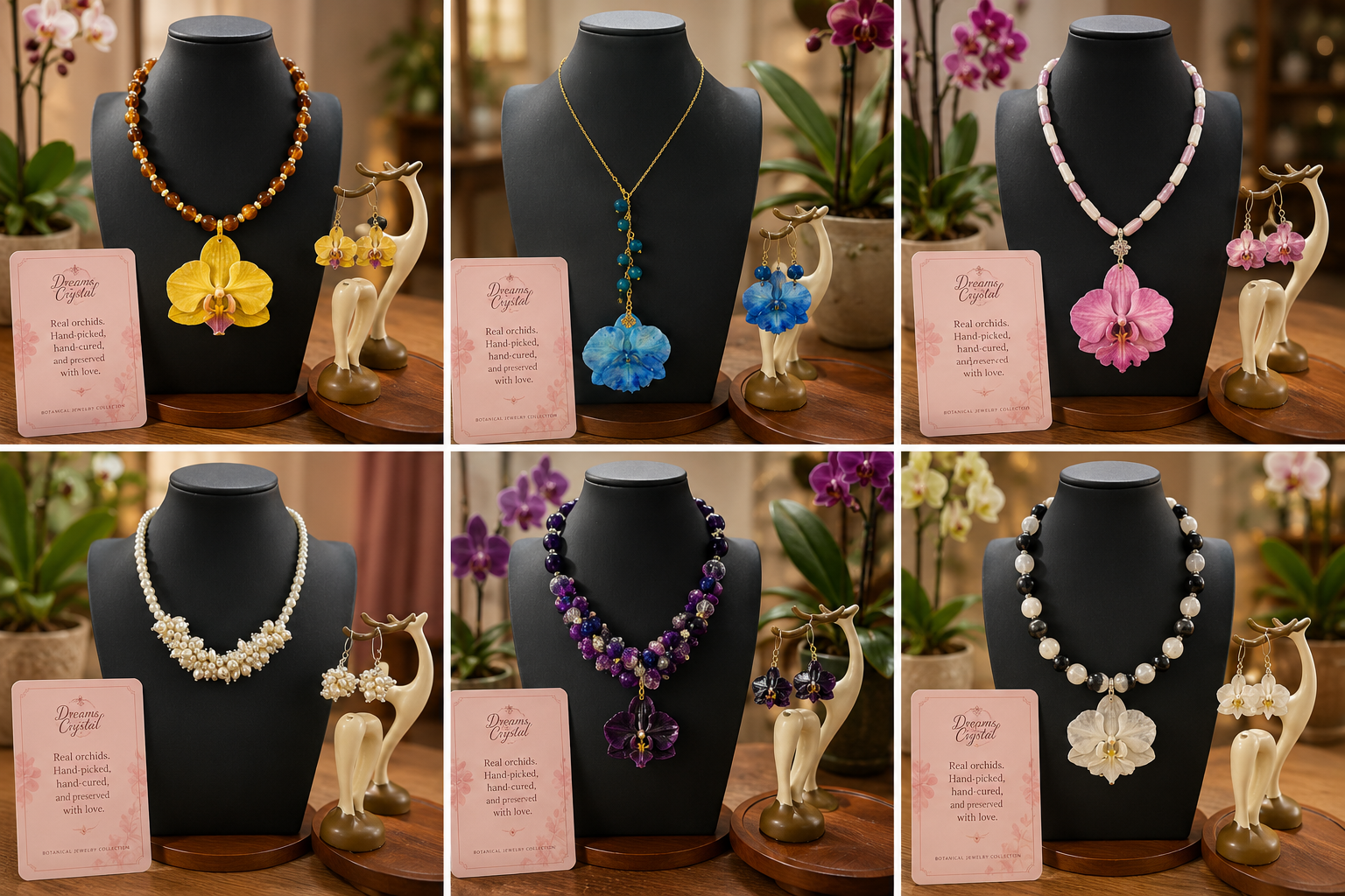 Collage of the first Dreams of Crystal jewelry collection